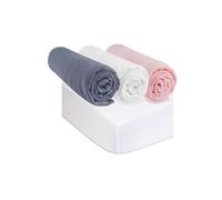Kit pratique de linge de lit bebe : 3 draps housse 40x80 multicouleur + 2 alèses, protèges matelas 40x80 berceau bebe 100% coton