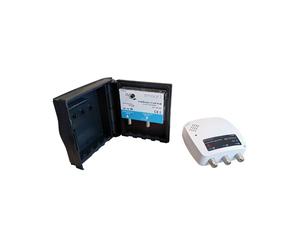 Kit Préamplificateur 4G 700 MHz+ alimentation - 1 entrée 2 sorties - UHF - Gain 25dB réglable