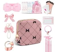 Kit Premieres Regles Jeune Fille Pochette Serviette Hygiénique Tampons Protège Slip Culotte Menstruelle Pochette pour Serviettes Hygiéniques Fille Organisateur Cadeau Filles Adolescent Femme(Rose)