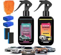 Kit Premium D'Entretien Automobile, 3 en 1 Spray De RevêTement Pour Voiture -2 Bouteilles 100ml, 100% SûR Pour La Peinture Des, ImperméAble et Anti-PoussièRe Car Care Set (Jaune+rouge)