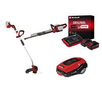Kit premium jardin sans fil Einhell ? Taille-haies 36V, coupe-bordure 36V, robot tondeuse + batteries 4.0Ah