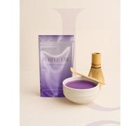 Kit Premium Latte à l'Ube Violet, Poudre Pure + Bol en Céramique + Fouet en Bambou, Set Complet pour Boisson