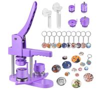 Kit Presse à Badges 32/58 mm, 200 Recharges Plastique, avec 10 Décapsuleurs, 10 Porte-Clés, 2 Moules et Découpe-Papiers Inclus