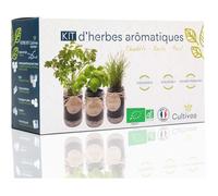 Kit Prêt à Pousser d’Herbes Aromatiques-Graines 100% Bio-Made In France-Jardin potager d’intérieur-Plante (Basilic,Persil)