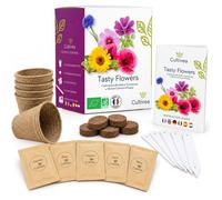 Kit Prêt à Pousser Fleurs Comestibles Bio - Coffret Graines à Planter (Cosmos, Calendula, Bleuet, Malva, Coquelicot)