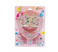 Kit Princesse Argent et Bleu Collier, Boucles D’oreilles, Couronne (1