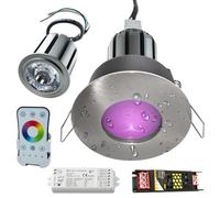 Kit professionnel 3 spots pour douche LED RVB chromothérapie DMX IP65 étanche