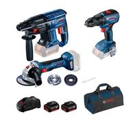 Kit professionnel Bosch : GBH 180-LI + GSR 18V-50 + GWS 180-LI + 2× GBA 18V 5,0Ah + 0615990M32