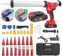 Kit professionnel de 38 pièces de presse à cartouche sans fil | Jusqu'à 7,840 N | Seringue en silicone pour cartouches de 310 ml | Vitesse de poussée 0-32 mm/s | 6 niveaux réglables | avec 2 batteries