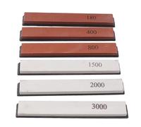 Kit professionnel de pierres à aiguiser avec guide d'angle intégré - 6 pièces multi-grains pour chefs et cuisiniers amateurs - Corindon blanc et brun - 150 x 20 x 7 mm