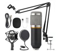 Kit professionnel pour podcasts, ensemble microphone BM-800 avec pied de micro réglable, suspension antichoc, filtre anti-pop, bonnette anti-vent et