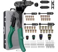 Kit professionnel pour rivets Outil à rivets 3 en 1, jeu d'alésoirs, tête pivotante 360°, 4 mandrins, 40, écrous, étui de transport
