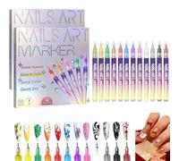 Kit Professionnel Stylo Nail Art 2 en 1 (Pinceau & Pointe) - 12 Couleurs Stylo Graffiti 3D pour Ongles, Décorations Manucure DIY Facile pour Enfants et Débutants, Idée Cadeau Amusant (2PC)