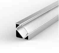 Kit : profilé 45° pour ruban LED + cache LT3, 100 cm, Laiteux, Transparent