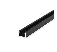 Kit : profilé LED plat 100 cm LED U, 11 x 7 mm pour bandes LED max. 8 mm + cache LT4-2 (noir laiteux )