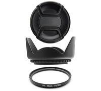 Kit Protecteur UV + paresoleil + cache de protection 55 mm