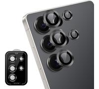 Kit Protecteurs Objectif Caméra Pour Samsung Galaxy S25 Ultra 5g - Verre Trempé 9h Hd, Anneau Aluminium, Protections Individuelles Fines Anti-Rayures & Anti-Halo, Compatible Coques, Noir