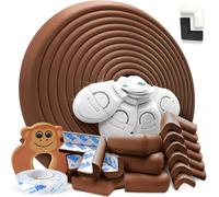 Kit Protège-Angles En Caoutchouc Marron-7mètres De Protection Y Compris Un Rouleaux Et 12 Protèges-Coins + Adhésif 12mètres,Attaches Pour Tiroirs,1 Bloque-Porte,Kit Sécurité Bébé