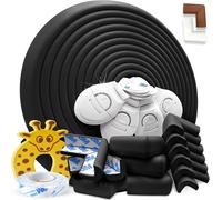Kit Protège-Angles En Caoutchouc Noir-7mètres De Protection Y Compris Un Rouleaux Et 12 Protèges-Coins + Adhésif 12mètres,Attaches Pour Tiroirs,1 Bloque-Porte Girafe-Kit Sécurité Bébé