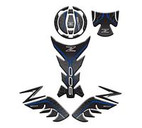 Kit protège-réservoir avant et latéral, protection bouchon et compartiment n résine adhésif effet 3D, compatible avec Kawasaki Z900 v2 (bleu)