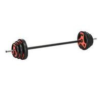 Ensemble d'haltère - kit barre de musculation - SPORTNOW - 20 kg - avec poignée antidérapante - poids réglable - noir