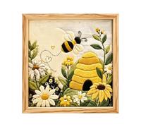 Kit Punch Needle - Broderie Textile Abeille Fleurs, Cadre DIY Décoration