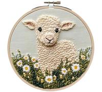 Kit Punch Needle Débutants Motif Mouton - Loisir Créatif Broderie Avec Aiguille Toile Laine Instructions Fournitures Artisanat