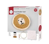 Rayher 69226000 kit Punch Needle Lion, kit de broderie, 21cm ø, boîte, 43003000