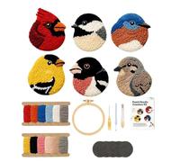 Kit Punch Needle pour sous-verres Avec motifs pré-imprimés, fil, arceau et