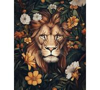 Kit Punto De Cruz 14Ct Tela Estampada León Flotando En Un Mar De Flores 60X80Cm 40X50Cm Kit De Bordado Bricolaje Entrada Simple Bordado Previo A La Impresión Para Niñas Manualidades Artículo