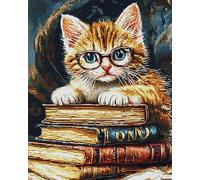 Kit Punto De Cruz Con Hilos Y Tela Impresa, Gato Posado En Un Árbol 40X50Cm 14Ct Cuadros En Cross Stitch Embroidery Bordar Punto De Cruz Kit Bordado Completo Esquemas Para Principiantes Patr