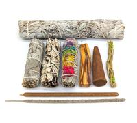 Kit Purification Énergétique Salvia Blanche Rose Herbe Sainte Sweet Grass Palo Santo Encens Copal Cône XL Rituel Spirituel Méditation Protection Nettoyage Aura Relaxation Bien Être Maison