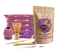 Kit Purple Matcha Alternative Ube Beri Set avec Bol et Accessoires | Coffret ube latte complet avec alternatif purple matcha, matchawan, kusenaoshi et accessoires bambou pour un rituel unique
