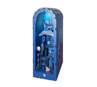 Kit puzzle 3D en bois Book Nook - Atlantis - Serre-livres avec éclairage LED - Kit miniature DIY pour adultes - Insert de bibliothèque créative - Anniversaire/Noël