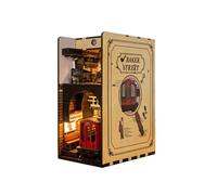 Kit puzzle 3D en bois pour book nook - Baker Street Serre-livres avec éclairage LED - Kit miniature DIY pour fans de Sherlock Holmes, insert créatif pour bibliothèque pour adultes