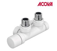 Kit Q BLANC robinetterie thermostatisable en H coude tête à gauche monotube / bitube chromé - ACOVA 991601