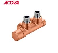 Kit Q CUIVRE robinetterie thermostatisable en H coude tête à gauche monotube / bitube - ACOVA 839290