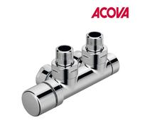 Kit Q Robinetterie thermostatisable en H coude tête à gauche monotube / bitube chromé - ACOVA 991608