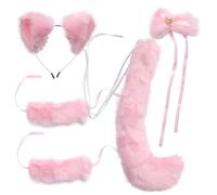 Kit Queue Peluche Rose en Oreilles de Renard et Cosplay | Tissu Doux, Toucher Agréable, Fêtes D’halloween et Célébrations Style Aléatoire