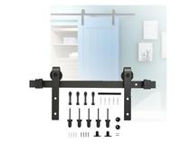 Kit Quincaillerie For Porte Grange Coulissante,rails Placard Acier Au Carbone,accessoires Poulie Rail,for Bibliothèque Garage À Domicile,coulissement Douceur(49.2" Track (Single Door))