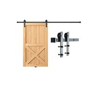 VEVOR Kit Quincaillerie de Porte Coulissante de Grange 300 cm Rail de Porte Coulissante Convient Porte Simple Largeur 1,4-1,6 m Épaisseur 32-45 mm Charge 150 kg Poulie Silencieuse Forme I pour Maison