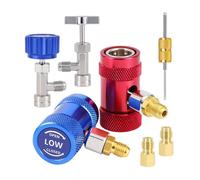 Kit Raccord et pour Cartouche R1234yf, Ensemble D'Outils Recharge Climatisation avec Robinets Auto-Obturants et Perforation pour