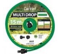 Kit raccord + tuyau perforé arrosage pluie fine 15M - 50m² Multi drop CAP VERT