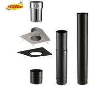 Kit raccordement conduit émaillé avec plaque finition pour poêles à bois - Poujoulat Diamètre 150