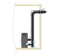 Kit raccordement ISOTIP étanche horizontal réglable pour buse Ø 80 mm- Noir - Øint 100 - Øext 150 - Pour poêle pellets - 853802