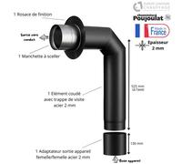 Kit raccordement poêle à bois acier 2 mm avec adaptateur Poujoulat Diamètre 180