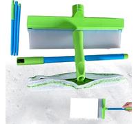 Kit Raclette À Vitres en Silicone Recyclable, Grattoir, Raclette Et Brosse 3 en 1 avec Manche Extensible Et Brosse en Microfibre, pour Douche, Vitre, Miroir, Portière, Voiture