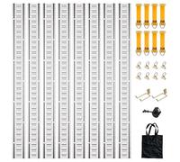 Kit Rail d'Arrimage E-Track 27 Pièces, Capacité 998 kg | 8 Rails E-track, 8 Attaches avec Anneau D, 8 Anneaux en O, 2 Crochets Doubles + 1 Crochet pour Pneu