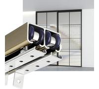 Kit Rail Porte Coulissante Double Placard, Systeme Porte Coulissante Suspendue Invisible avec Roulette et Quincaillerie Portail Coulissant - Fonctionnement Fluide et Silencieux