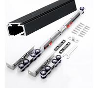 Kit Rail pour Porte Coulissante à Fermeture en Douceur Installée au Plafond avec Roulette Silencieux Kit de Quincaillerie Systeme Porte Coulissante pour Placard Armoires(Noir,2.3 m/90.6 in)